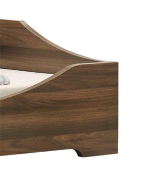 36" Pet Bed - Modern Brown Alder Wood Finish with Plush Cushion