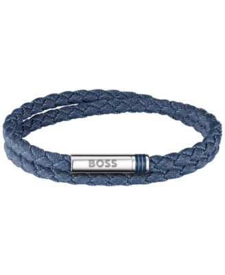 Men Ares Summer Stainless Steel Blue Denim Nylon Bracelet