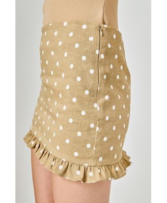 Women's Polka Dot Mini Ruffle Skirt