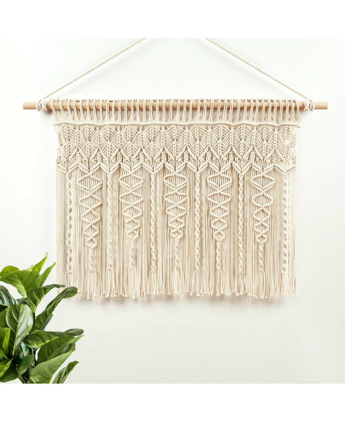 Lush Decor Boho Macrame Textured Cotton Valance Curtain Single 40"W x 30"L- Macrame Valances For Windows, Boho Kitchen Curtains, Boho Wall D