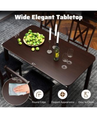 Modern 5 Piece Dining Table Set with Wide Top and Wood Legs