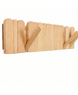 Elegant Beech Wood 8-Hook Retractable Coat Rack for Modern Entryways