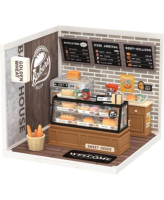 Plastic House Building Set Toy DIY Miniature Dollhouse Playset with LED for Mini Figures Construction Toys Diorama Kit Gifts for Adults