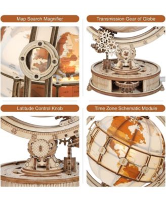 3D Wooden Puzzles for Adults Illuminated Globe with Stand 180pcs 3D Puzzles Built-in LED Model Kit Hobby Gifts for Adults Home Decor