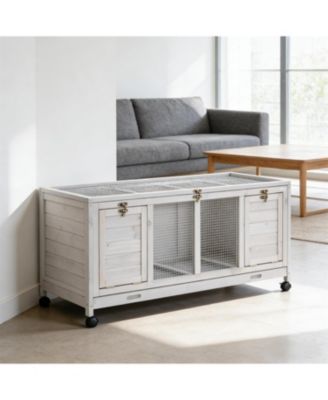 Mobile Outdoor Cat House - Wooden Hutch on Wheels, Secure & Weather-Resistant