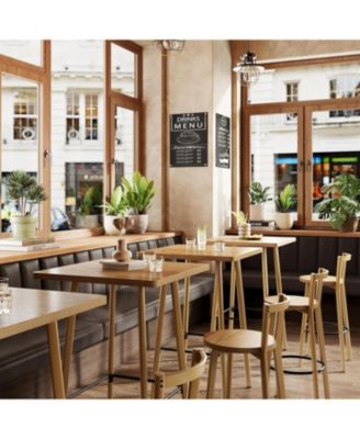 Bar Set, Bar Table and Chairs, 39.4" H Square Bistro Pub Table with 2 Chairs, Bar Height Table with Footrest, Small Cocktail Tables