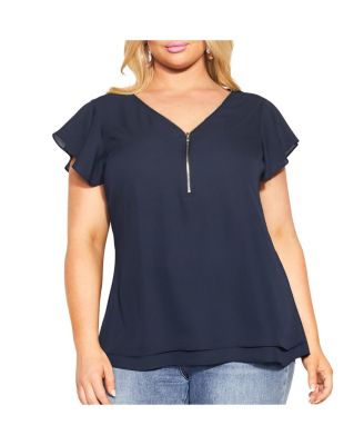 Women's Zip Fling V-neck Top