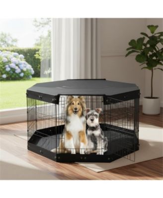 30" Foldable Dog Playpen - 8-Panel Metal Pet Pen with Pad & Cover