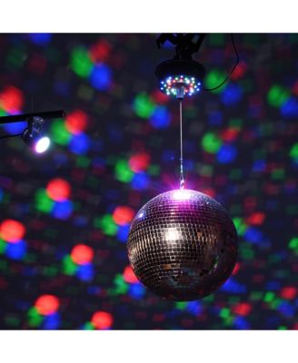 12" Large Disco Ball with Motor and Light 6RPM Rotator & 3W RGB Spotlight for 70s 80s Party DJ Bands Club Event Champagne Gold