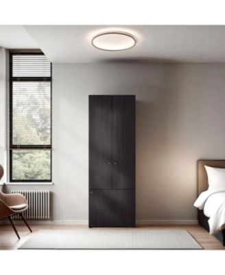 Tolleson Wenge 3 Door Tall Wardrobe Cabinet with 4 Shelves