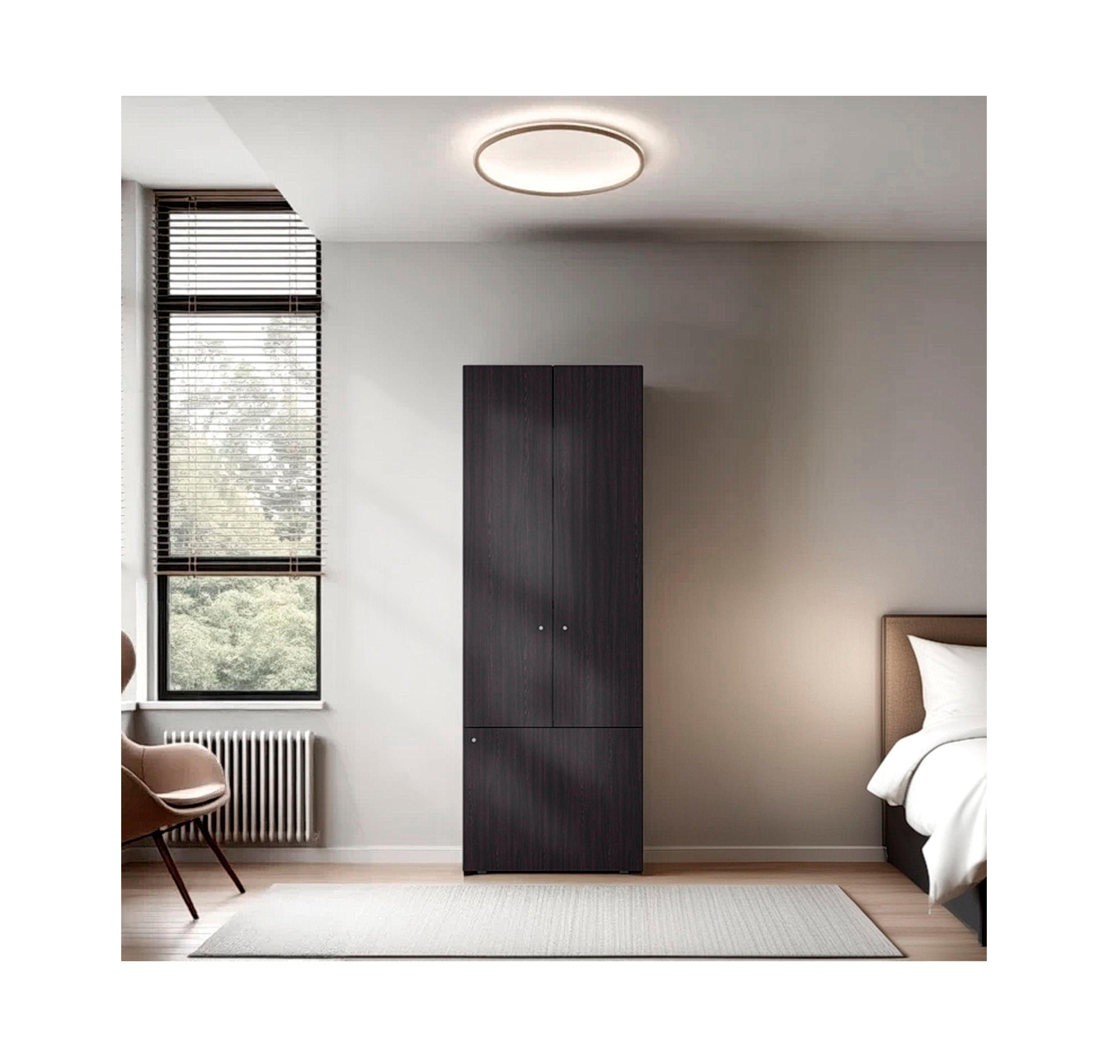 Fm Furniture Tolleson Wenge 3 Door Tall Wardrobe Cabinet with 4 Shelves