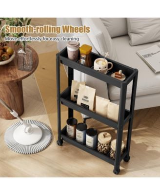 3-Tier Slim Rolling Storage Cart 2-Pack with Wheels, Mobile Bathroom Organizer
