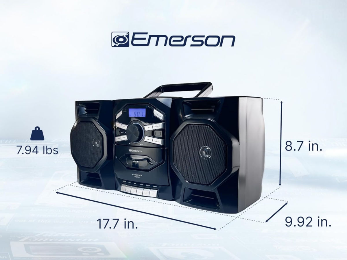 Emerson Epb-4000 Portable Stereo System with Cd Player, Cassette Boombox and Radio