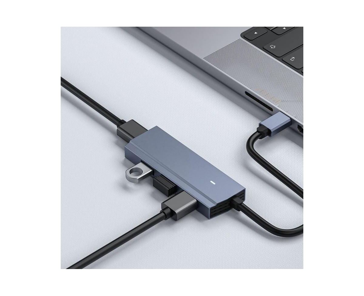 Risokeys 4-in-1 Usb C Hub with 4 Usb 3.0 Ports, 5Gbps High-Speed Data Transfer, Docking Station