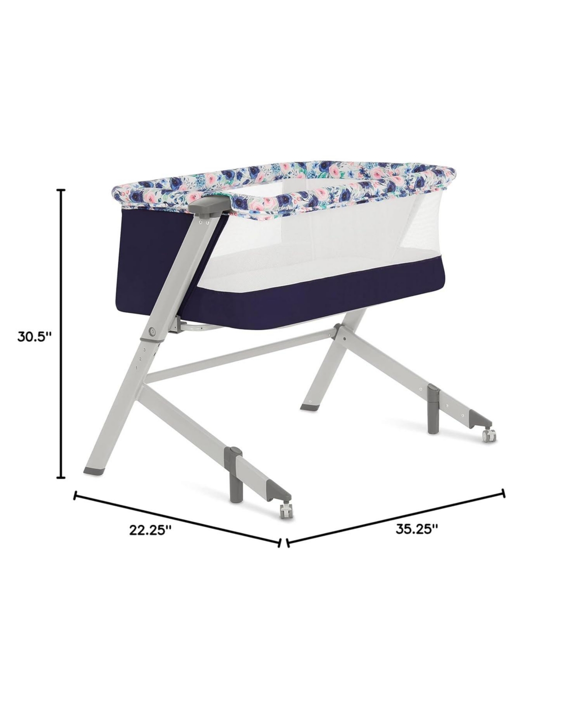Dream On Me Kids Flora Bassinet - Compact & Modern - dark blue