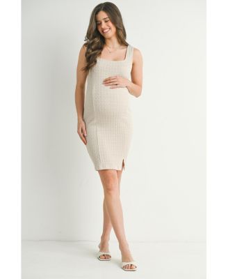 Women's Maternity Bodycon Jacquard Sleeveless Square-Neck Dress