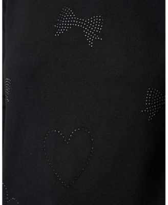 Women's Textured Heart & Bow Knit Top