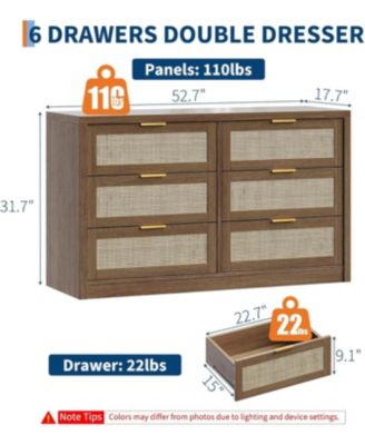53-Inch Rattan Storage Dresser