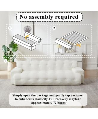 87.4 Inch Tufted 3-Seater Sofa with Square Arms, Soft Chenille Fabric Cloud Sofa