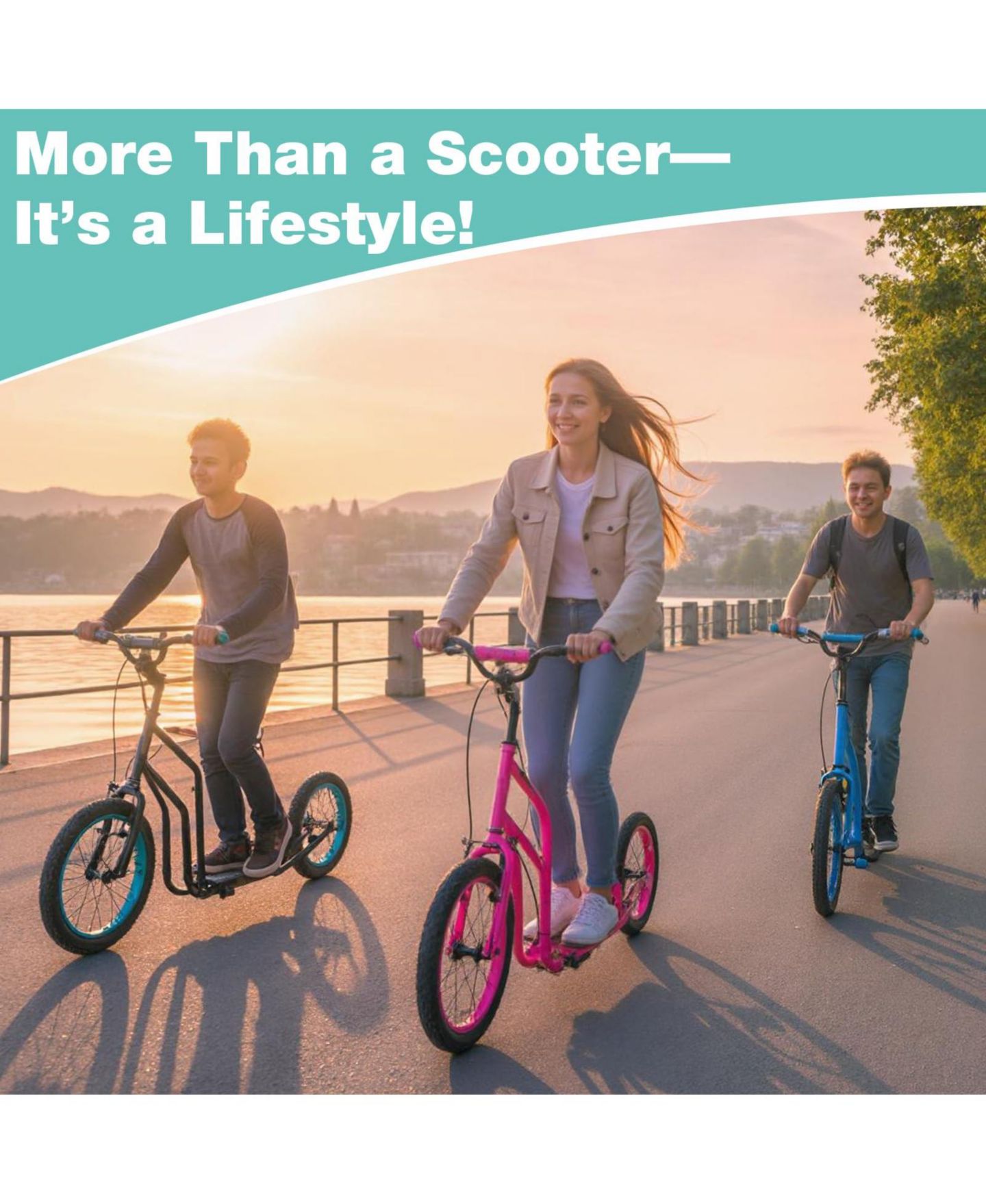 Детская игрушка Mecale Youth Scooter with Adjustable Handlebar and 16/14-Inch Inflatable Wheels, цвет: Чёрный — фото 9