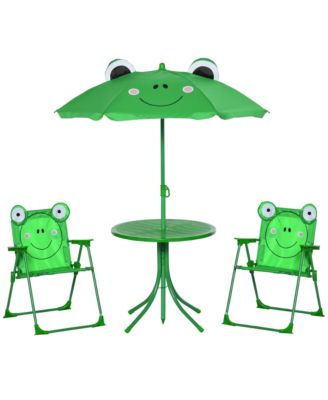 Folding Kids Picnic Table and Chair Set with Adjustable Umbrella
