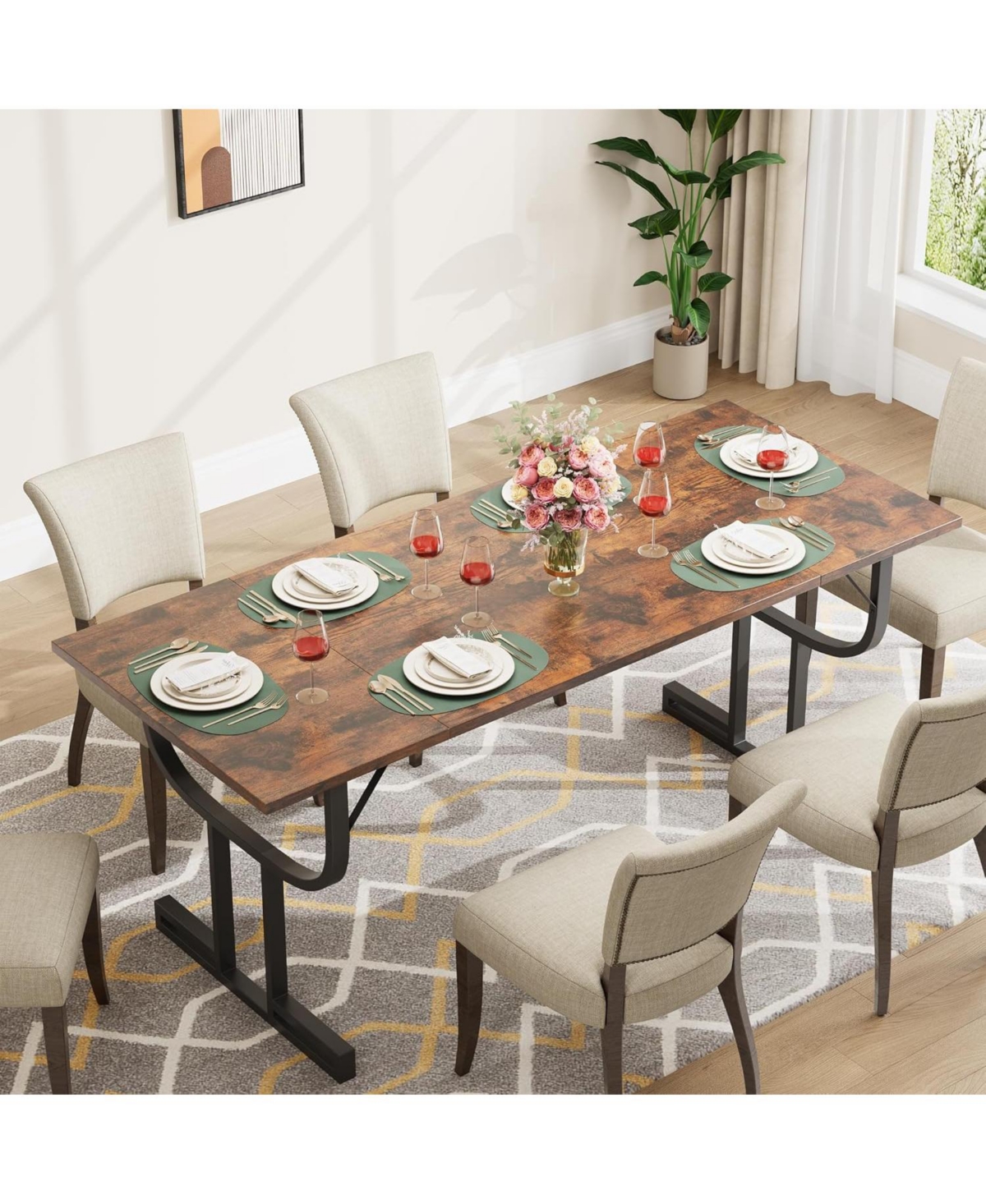 Gaomon Kitchen Table 70.9 Inch Dining Table Farmhouse Kitchen Table for 6 to 8 Peoplefor Dining Room, Home Office