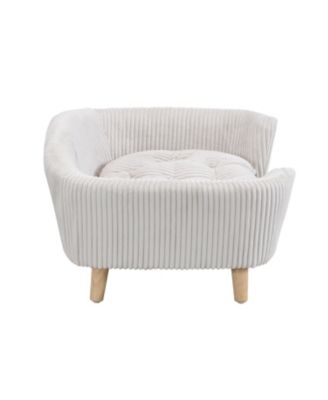 Small Dog Corduroy Sofa Bed - Elevated Frame with Supportive Foam