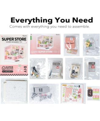 LED Building Blocks for Adults,1:24 Toy Building Sets,Model Building Kits Kids Ages 8-15 DIY Miniature Dollhouse Kits Double Joy Bubble Tea