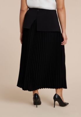 Women's Mixed Media Pleated Skirt