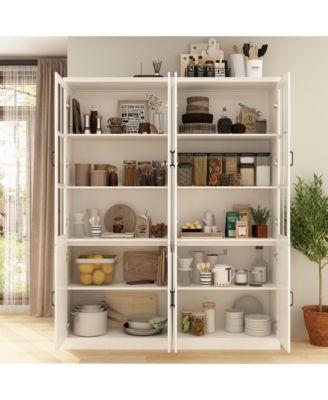 Bookcase Bookshelf with 5 Storage Shelves & 2 Glass Doors, Display Storage Cabinet for Home Office, Living Room