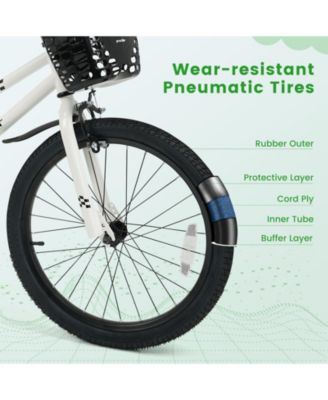 20 Inch Kids Bike Adjustable with Kickstand and Storage Basket for Aged 8