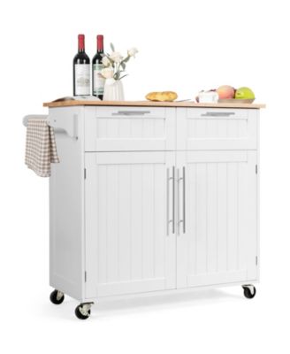 Kitchen Islands Rolling Kitchen Island Cart Storage Trolley with Towel Rack and Drawer