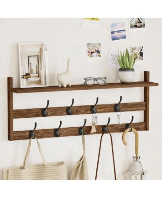 2-Tier Wall Mount Coat Rack with Shelf for Entryway, Bathroom, Bedroom