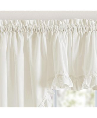 Home Classic Narrow Ruffle Natural Color Rod Pocket Swag Curtain Panel, 86" X 38