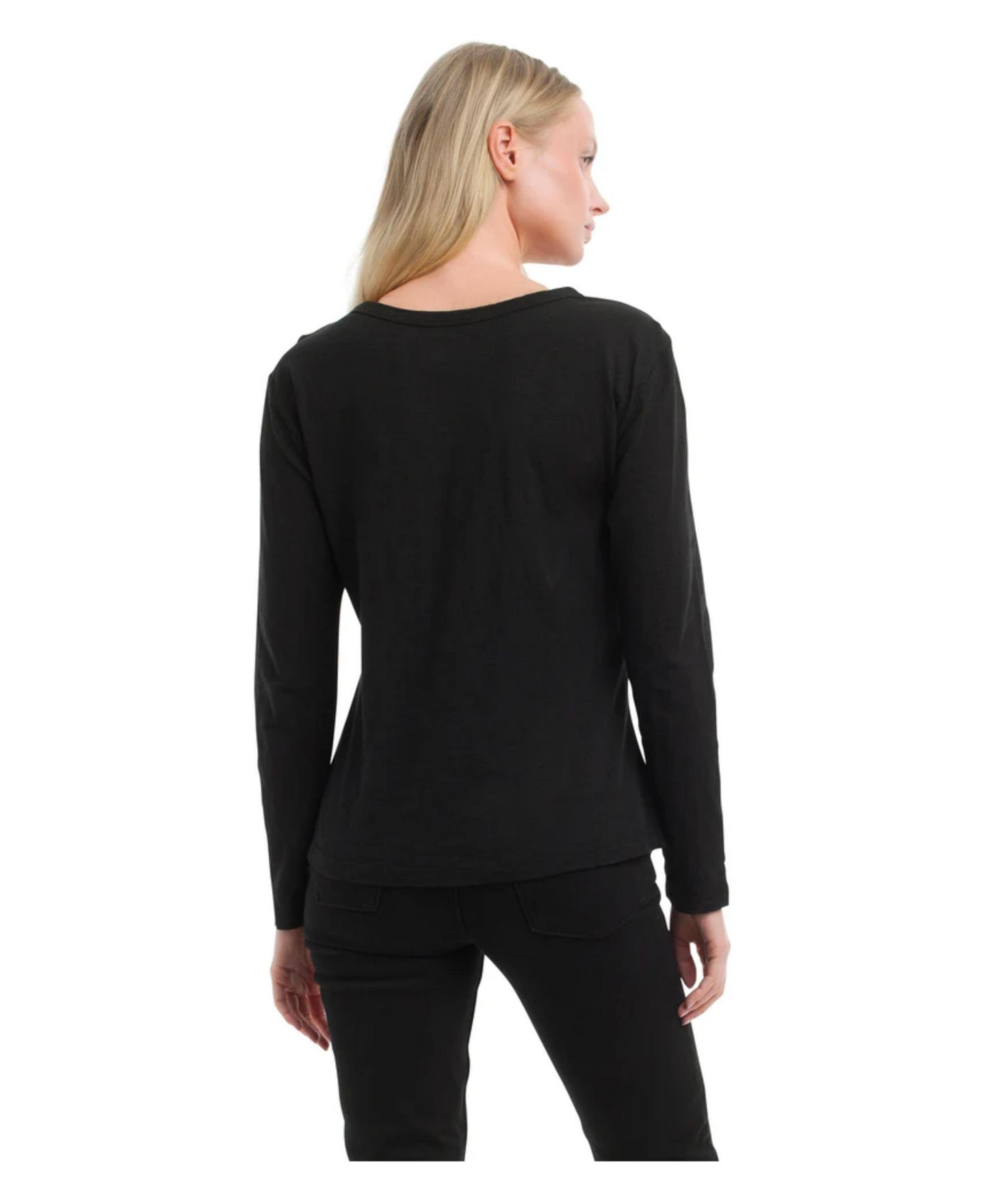 Женская футболка WILT Clothing Long Sleeve Ruched Side, цвет: Чёрный — фото 2