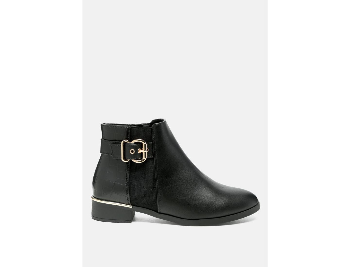 Женские ботинки London Rag Frothy Buckled Ankle Boots With Croc Detail, цвет: Чёрный — фото 2