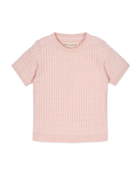Свитер Hope & Henry Organic Short Sleeve Cable для девочек, цвет: Бледный розовый