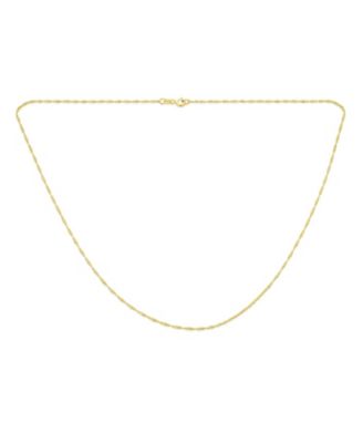 Singapore Link Chain Ultra Thin 1.5 MM Necklace 14K Gold Plated .925 Sterling Silver