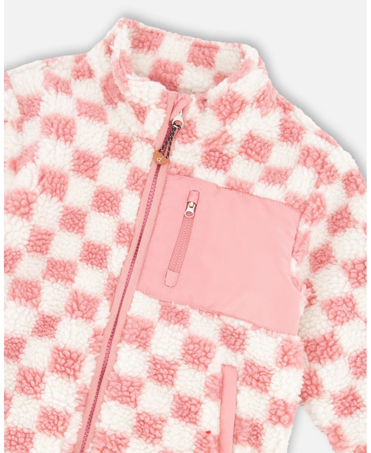 Deux par Baby Girls Sherpa Jacket Checkerboard