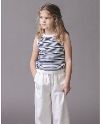Toddler Girls Linen Paper Bag Tie-Waist Pant