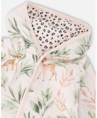 Baby Girls Muslin and Cotton Jersey Reversible Hooded Jacket