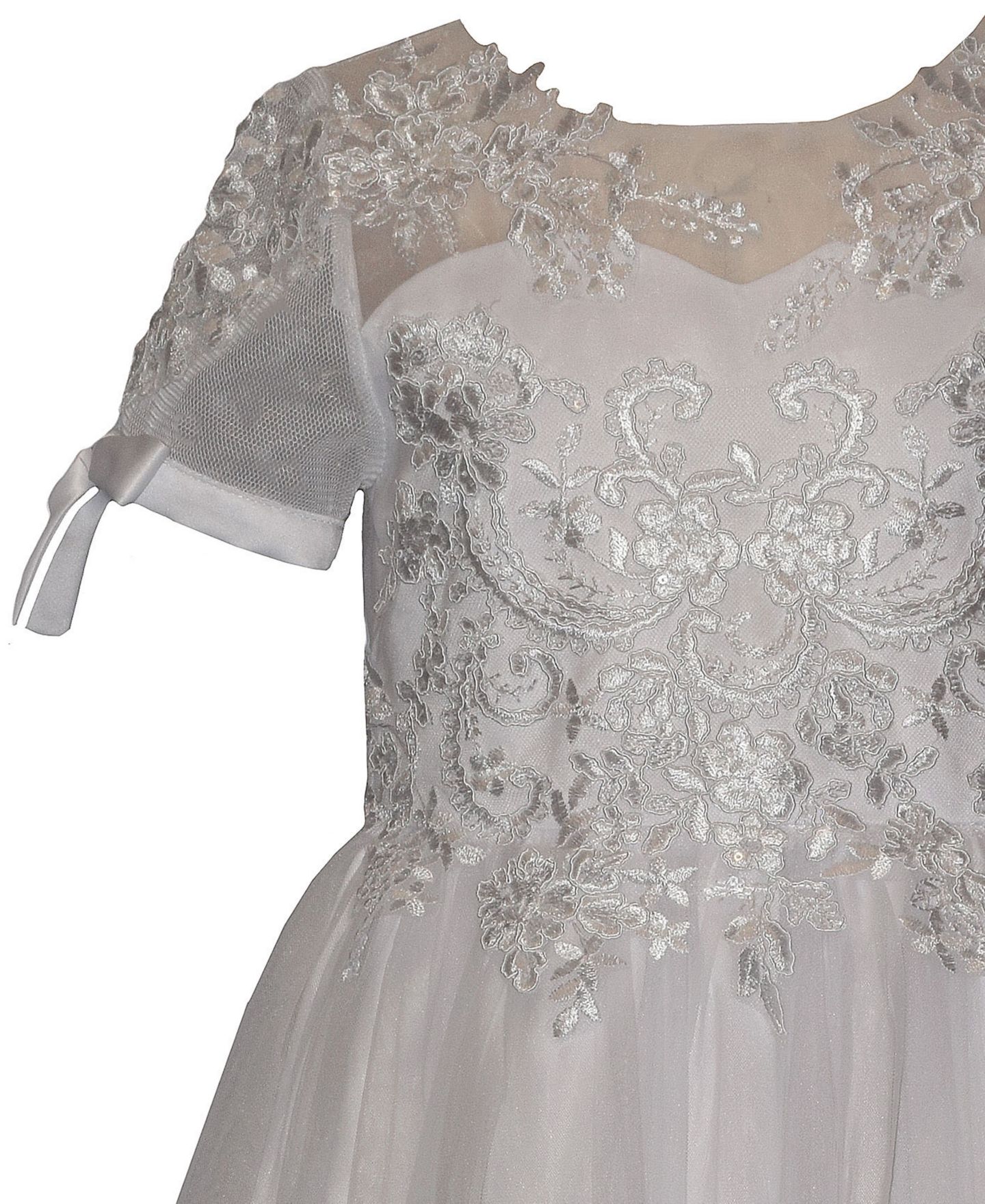 Платье Bonnie Jean Applique Detail Short-Sleeve Communion Dress для девочек, цвет: Белый — фото 3