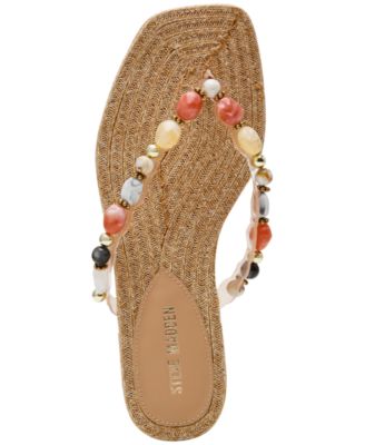 Women's Marble Embellished Square Toe Thong Sandals