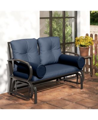 Outdoor Rocking Loveseat, Patio Glider Bench, Cushions, Pillows