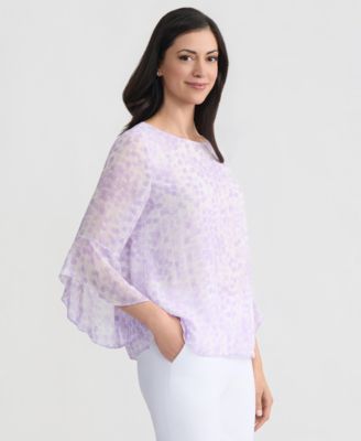 Women's Printed Ruffle-Sleeve Blouse