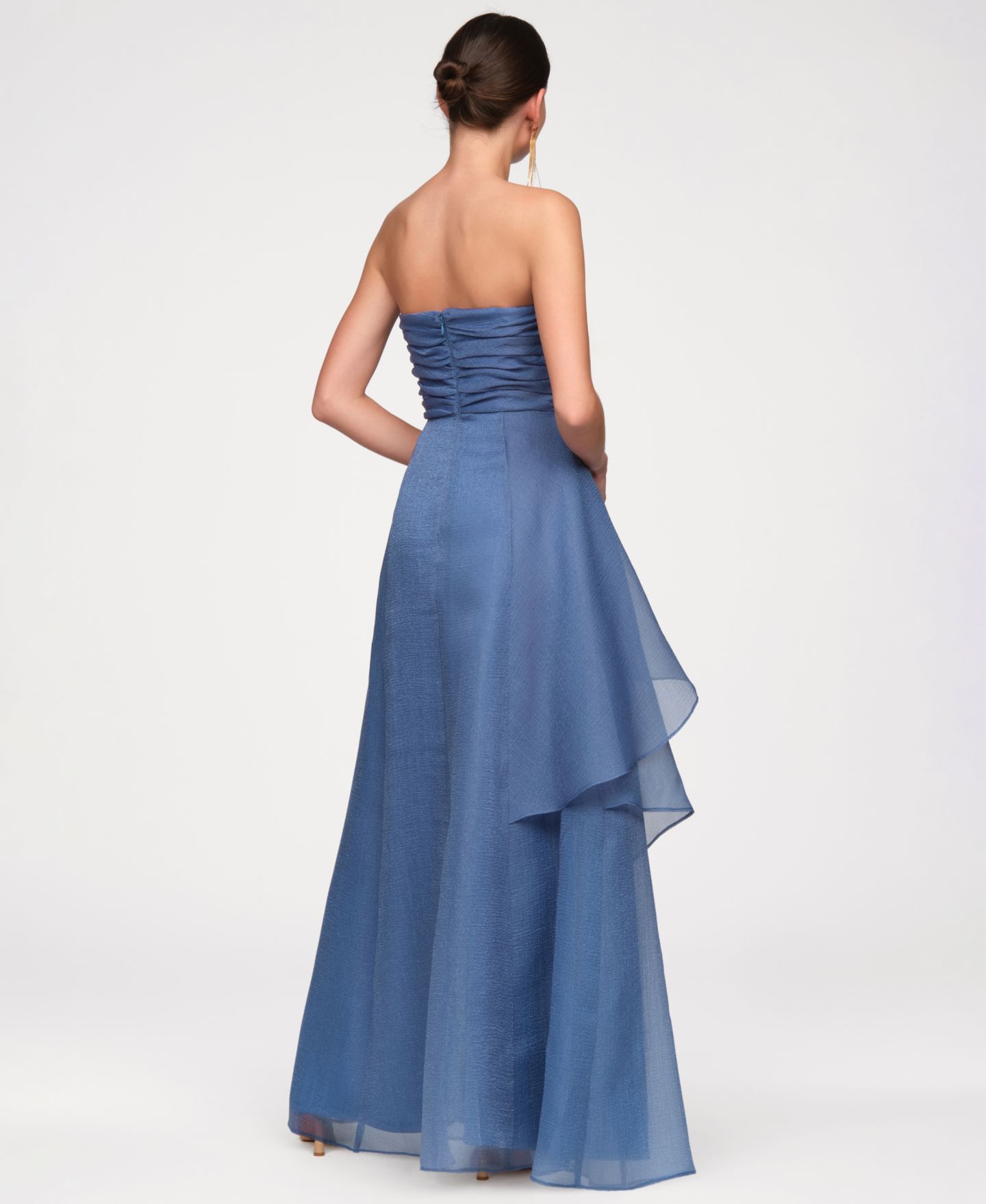 Женское платье JS Collections Strapless Organza Gown, цвет: Синий — фото 6