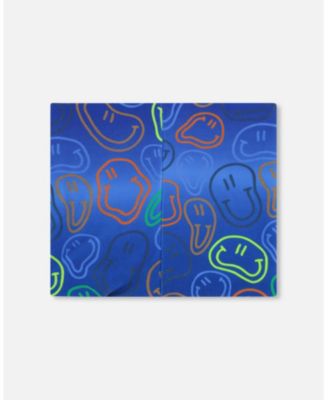 Baby Boys Stretch Jersey Neck Tube Blue Printed Smileys