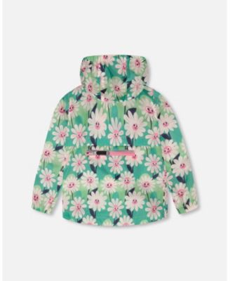 Toddler Packable Windbreaker in Polyester Smiling Flower Print