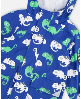 Toddler Boys Rain Jacket in Polyurethane Chameleon Print