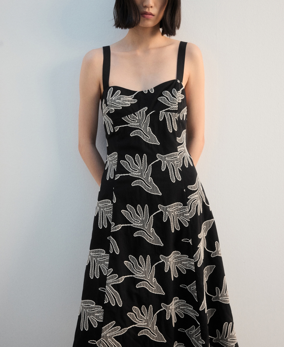 Mango Women's Floral Embroidery Dress